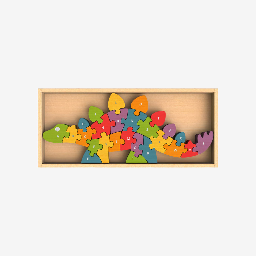 Begin Again Colourful Wooden Dinosaur A-Z Double-Sided Puzzle 26 Pieces`5 Yrs 