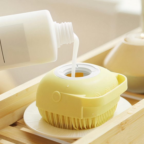 Scrub-A-Dubdub Baby Brush and Soap Dispenser in Yellow