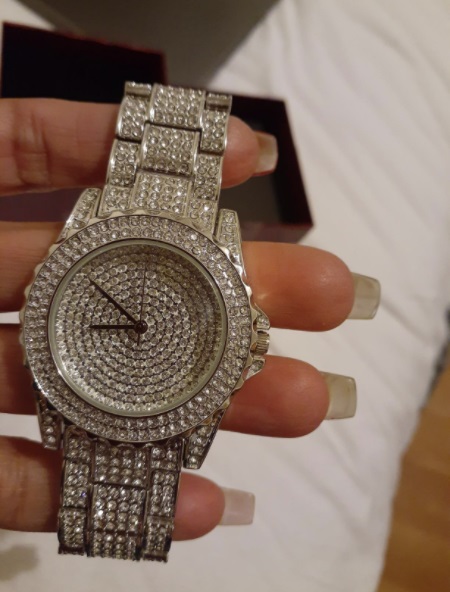 Silver Faux Diamond Watch