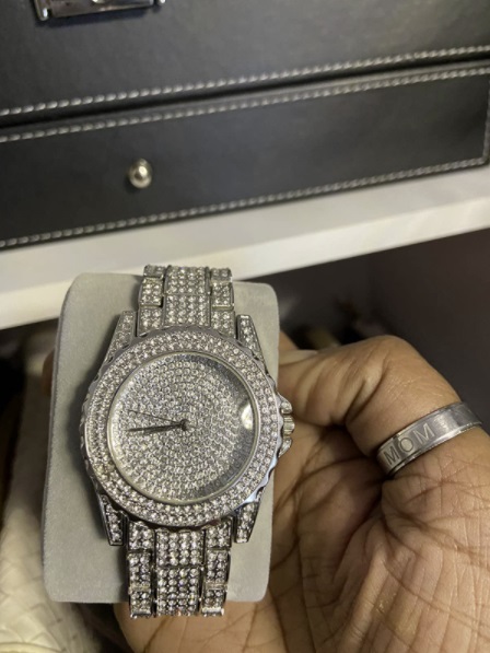 Silver Faux Diamond Watch