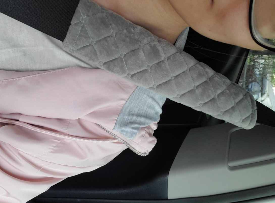 Gray Soft Patterned Seat Belt Strap Covers