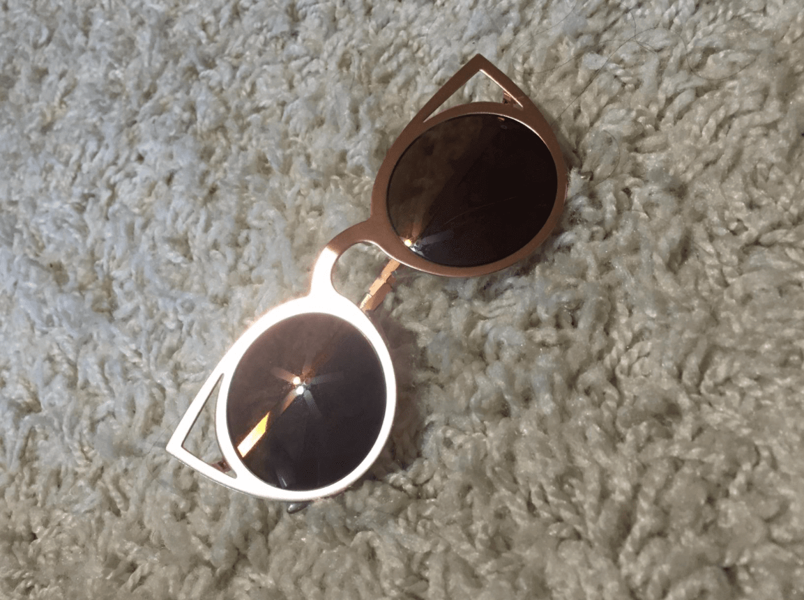 Gold Brown Women’s Metal Cat-Eye Sunglasses