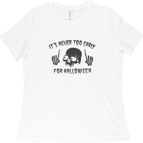 6400-F1-Whitepng509 Skull Halloween Women’s Relaxed Jersey T-Shirt