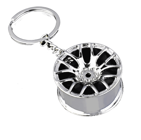 Silver Tire Wheel Keychain