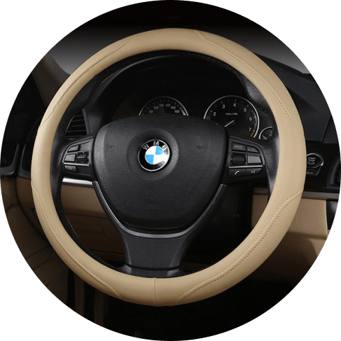 Beige Polyurethane Leather Steering Wheel Wrap