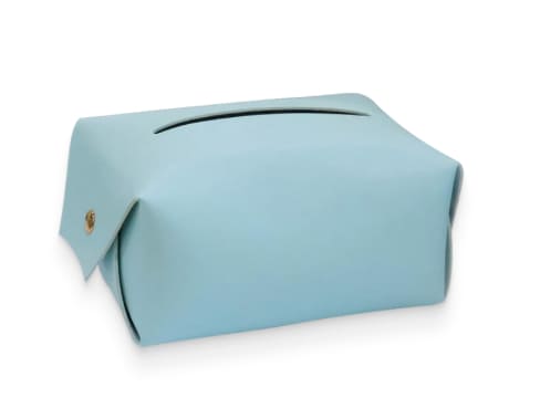 Blue Polyurethane Leather Tissue Box Cover