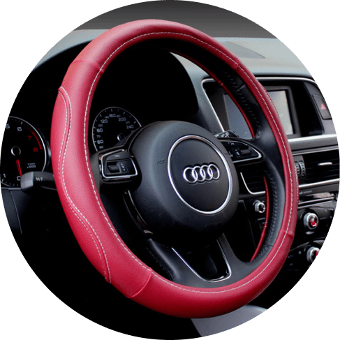Red Polyurethane Leather Steering Wheel Wrap