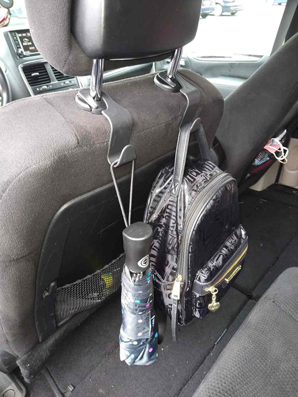 Black Plastic Car Headrest Bag Hooks