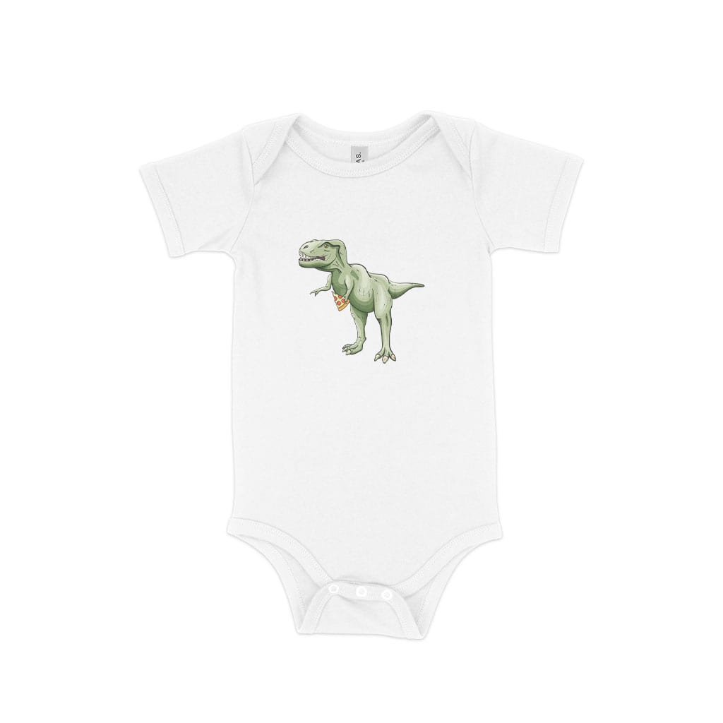 Dinosaur Eating Pizza Baby Jersey One-Piece