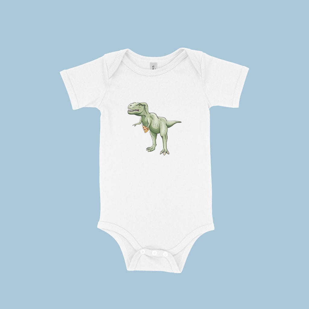 Dinosaur Eating Pizza Baby Jersey One-Piece