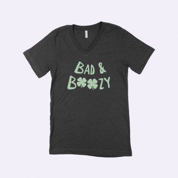 Alternative view of Bad and Boozy St. Patrick's Day V-Neck T-Shirt
