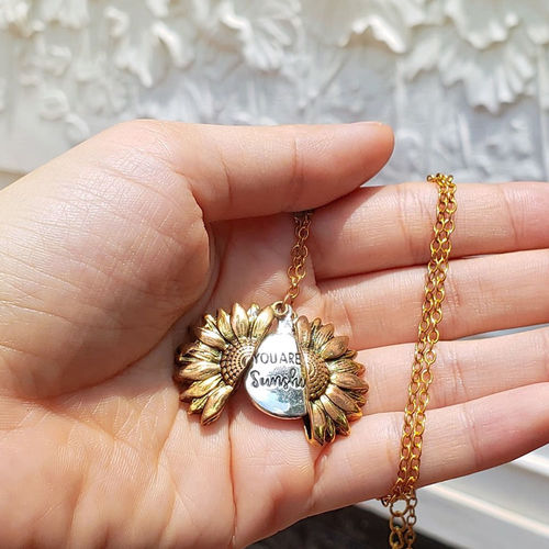 You Are My Sunshine Sunflower Pendant Necklace