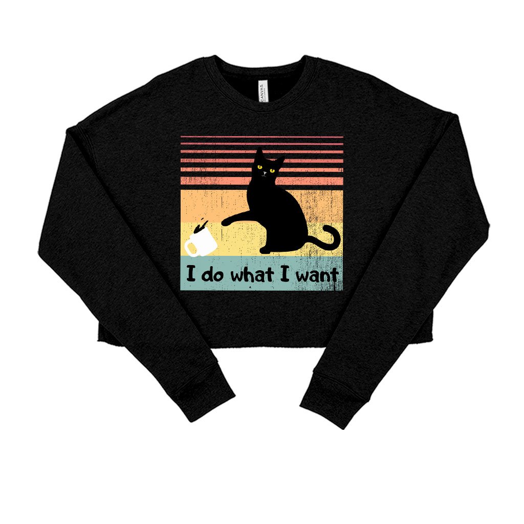 Women’s Cropped Fleece I Do What I Want Black Cat Funny Print Sweatshirt – Funniest Sweatshirts Chándal para Mujer Women's Cropped Fleece I Do What I Want Black Cat Funny Print Sweatshirt - Funniest Sweatshirts Chándal para Mujer