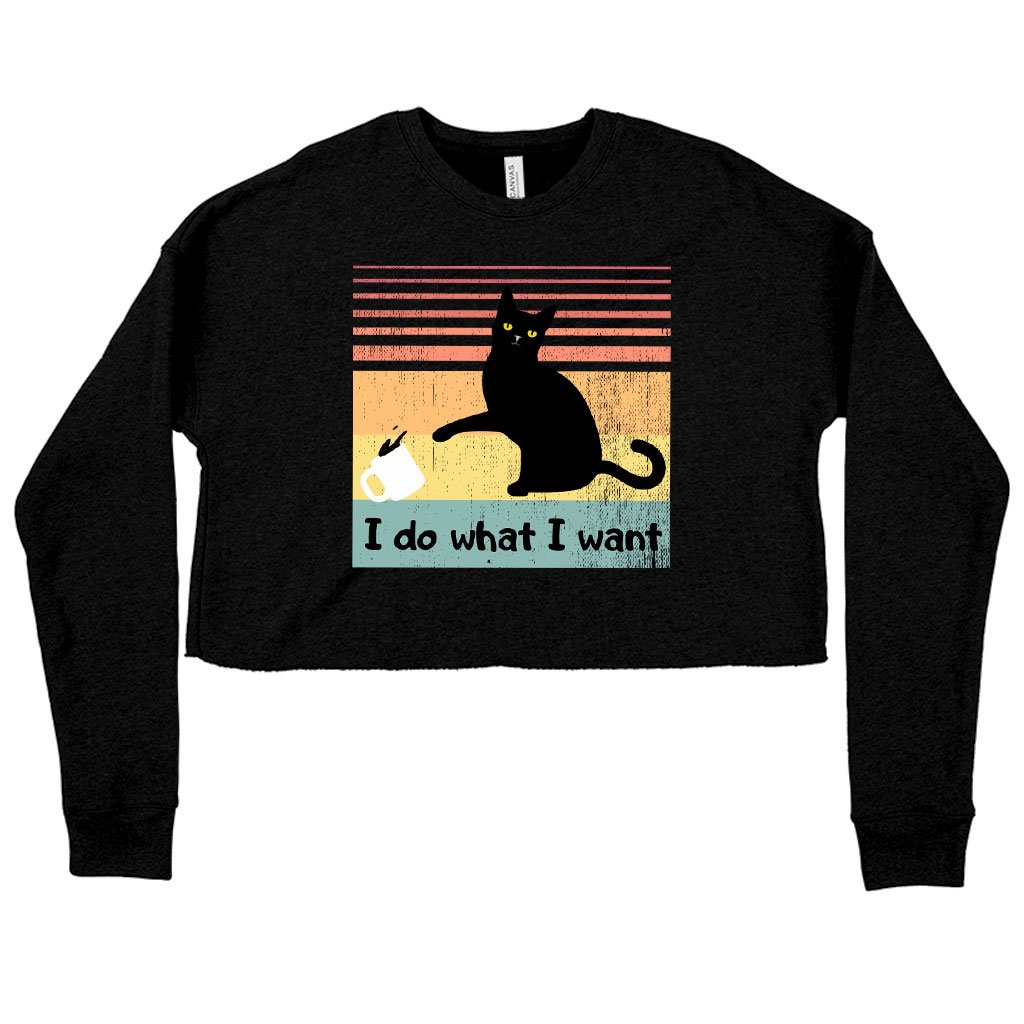 Women’s Cropped Fleece I Do What I Want Black Cat Funny Print Sweatshirt – Funniest Sweatshirts Chándal para Mujer Women's Cropped Fleece I Do What I Want Black Cat Funny Print Sweatshirt - Funniest Sweatshirts Chándal para Mujer