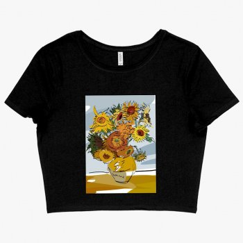 Women's Cropped Van Gogh Sunflowers T-Shirt - Art Print T-Shirts