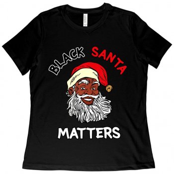 Alternative view of Women's Black Santa Matters T-Shirt - Black Christmas T-Shirts