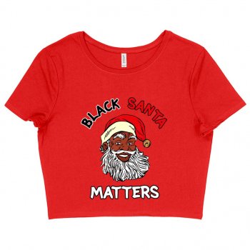Alternative view of Women's Cropped Black Santa Matters T-Shirt - Black Christmas T-Shirts