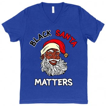 Alternative view of V-Neck Black Santa Matters T-Shirt - Black Christmas T-Shirts
