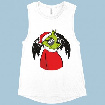 Alternative view of Women's Muscle Grinch Tank - Christmas Funny Tank