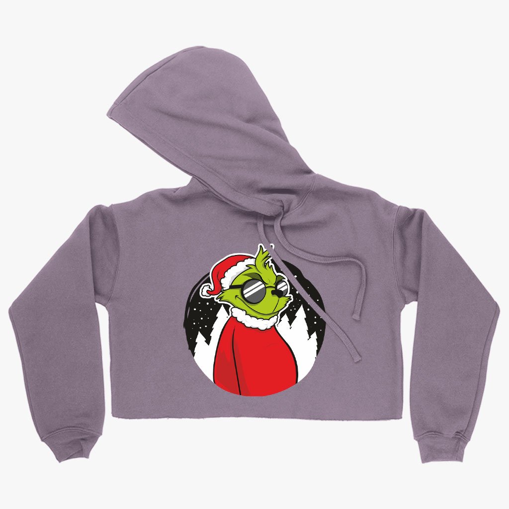 Women's Cropped Fleece Grinch Hoodie - Christmas Funny Hoodie