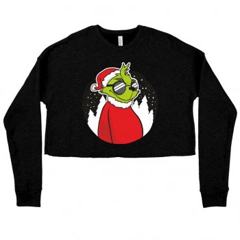 Alternative view of Women's Cropped Fleece Grinch Sweatshirt - Christmas Funny Sweatshirt