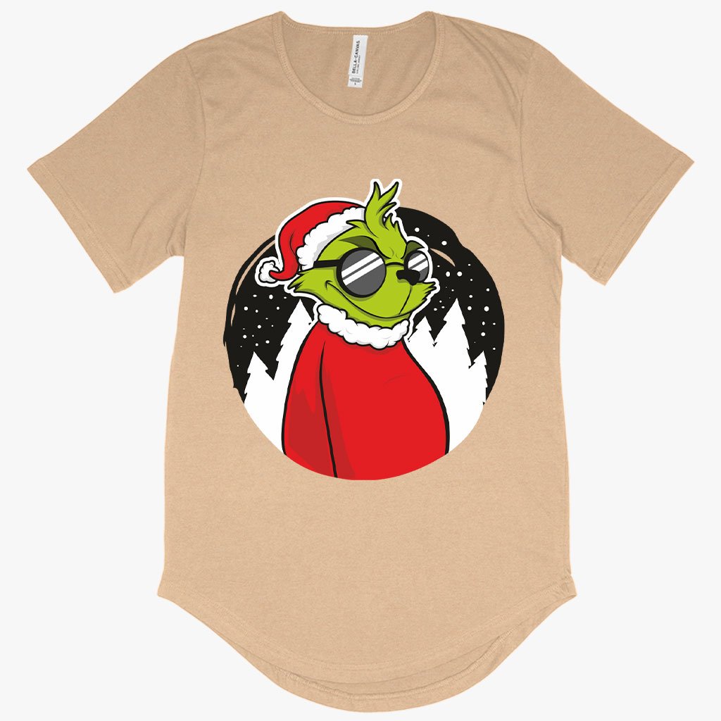Men's Grinch T-Shirt with Curved Hem - Christmas Funny T-Shirt