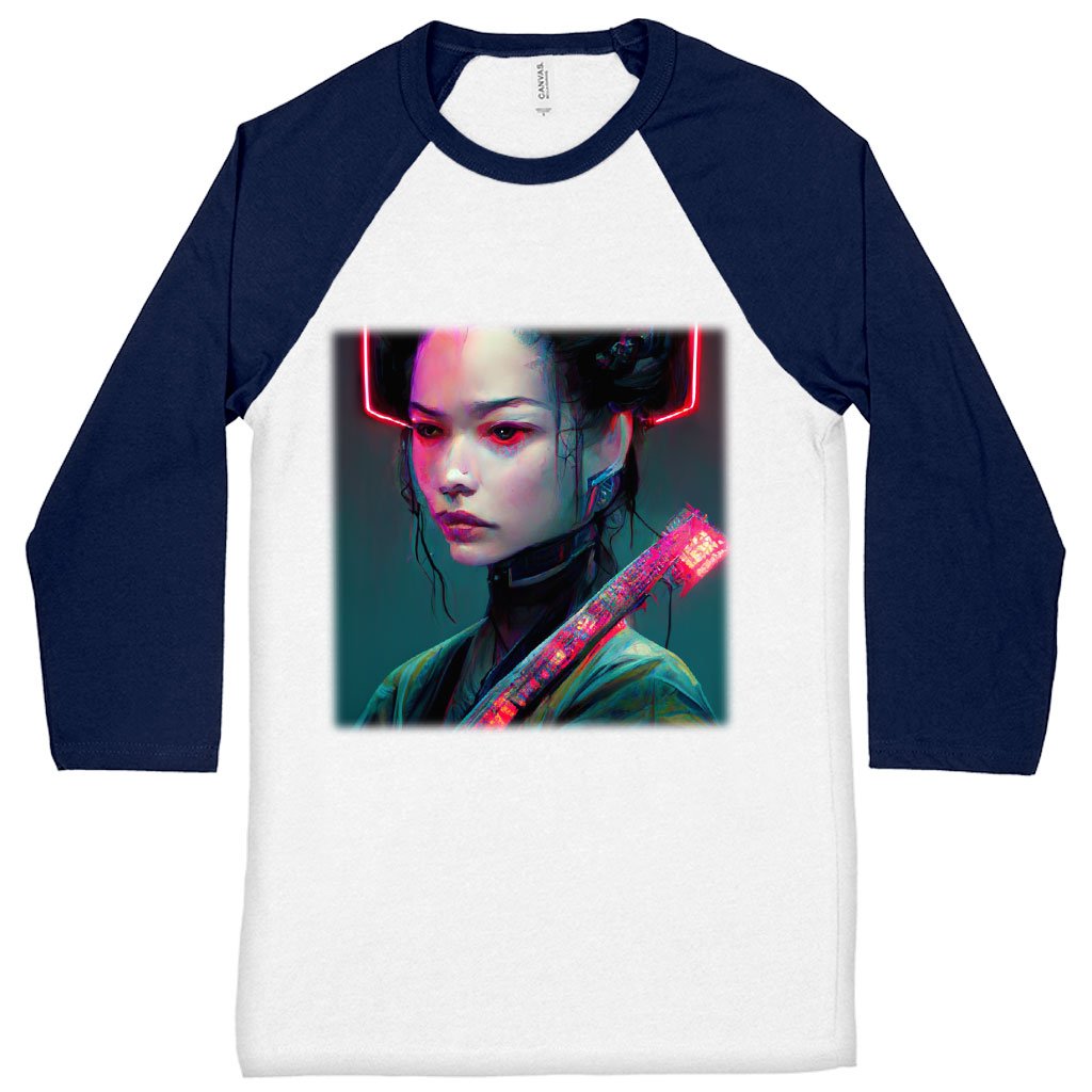 Neon Samurai Baseball T-Shirt - Printed T-Shirt - Fantasy Tee Shirt