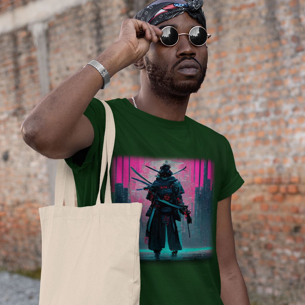 Samurai Style Heavy Cotton T-Shirt - Art Tee Shirt - Urban Style T-Shirt