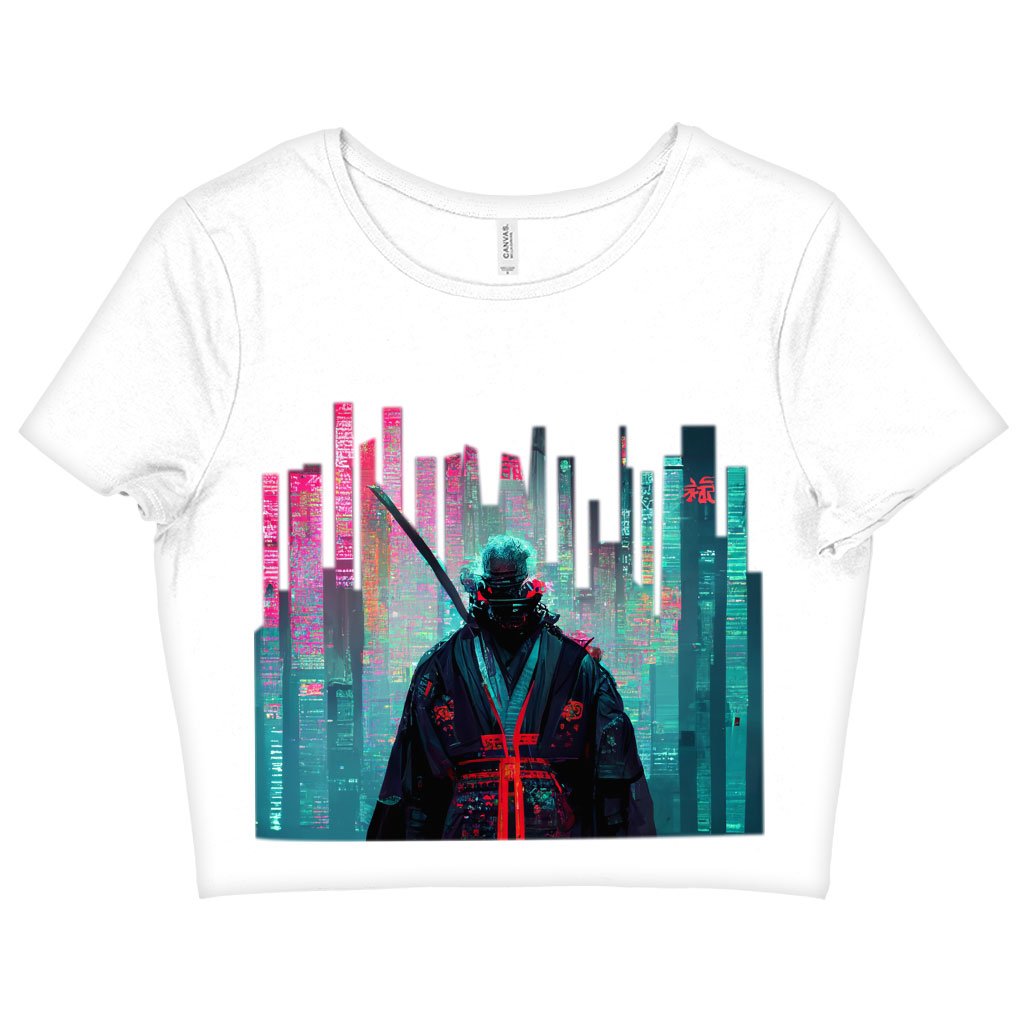 Samurai Warrior Women's Cropped T-Shirt - Urban Crop Top - Graphic Crop Tee Shirt