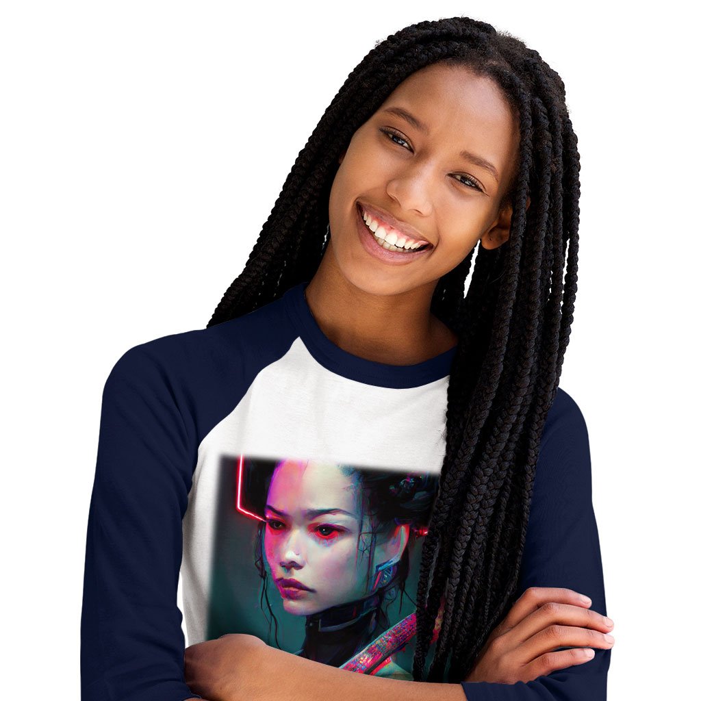 Neon Samurai Baseball T-Shirt - Printed T-Shirt - Fantasy Tee Shirt