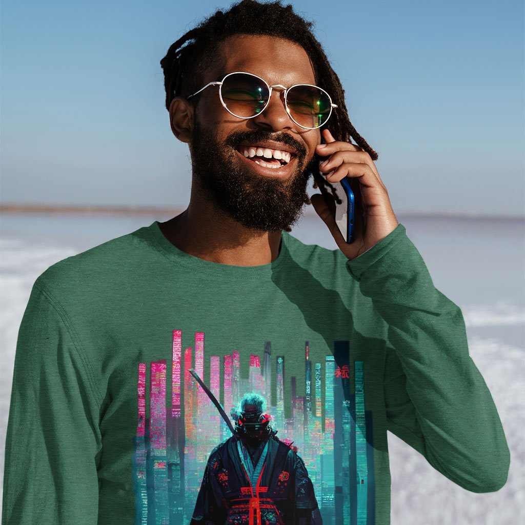 Samurai Warrior Long Sleeve T-Shirt - Urban T-Shirt - Graphic Long Sleeve Tee Shirt