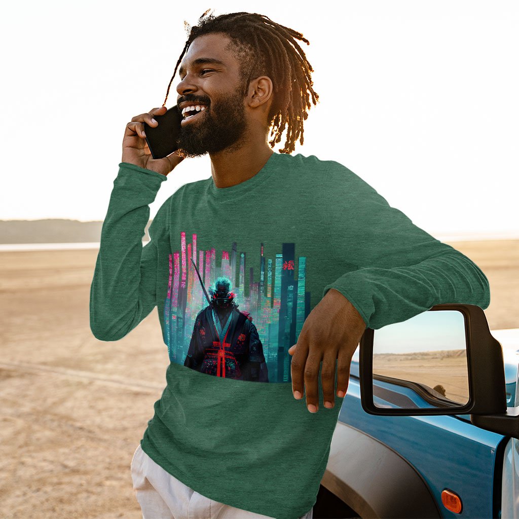 Samurai Warrior Long Sleeve T-Shirt - Urban T-Shirt - Graphic Long Sleeve Tee Shirt