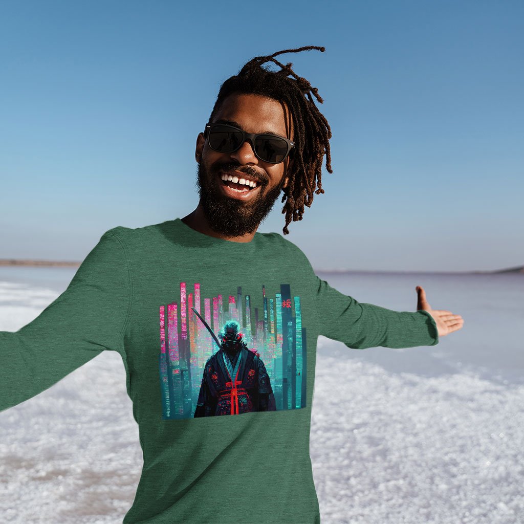 Samurai Warrior Long Sleeve T-Shirt - Urban T-Shirt - Graphic Long Sleeve Tee Shirt