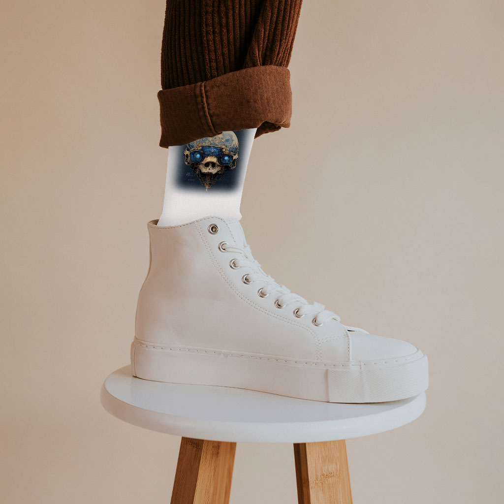 Robot Skull Drawing Socks – Abstract Skull Art Novelty Socks | Shopamericaio