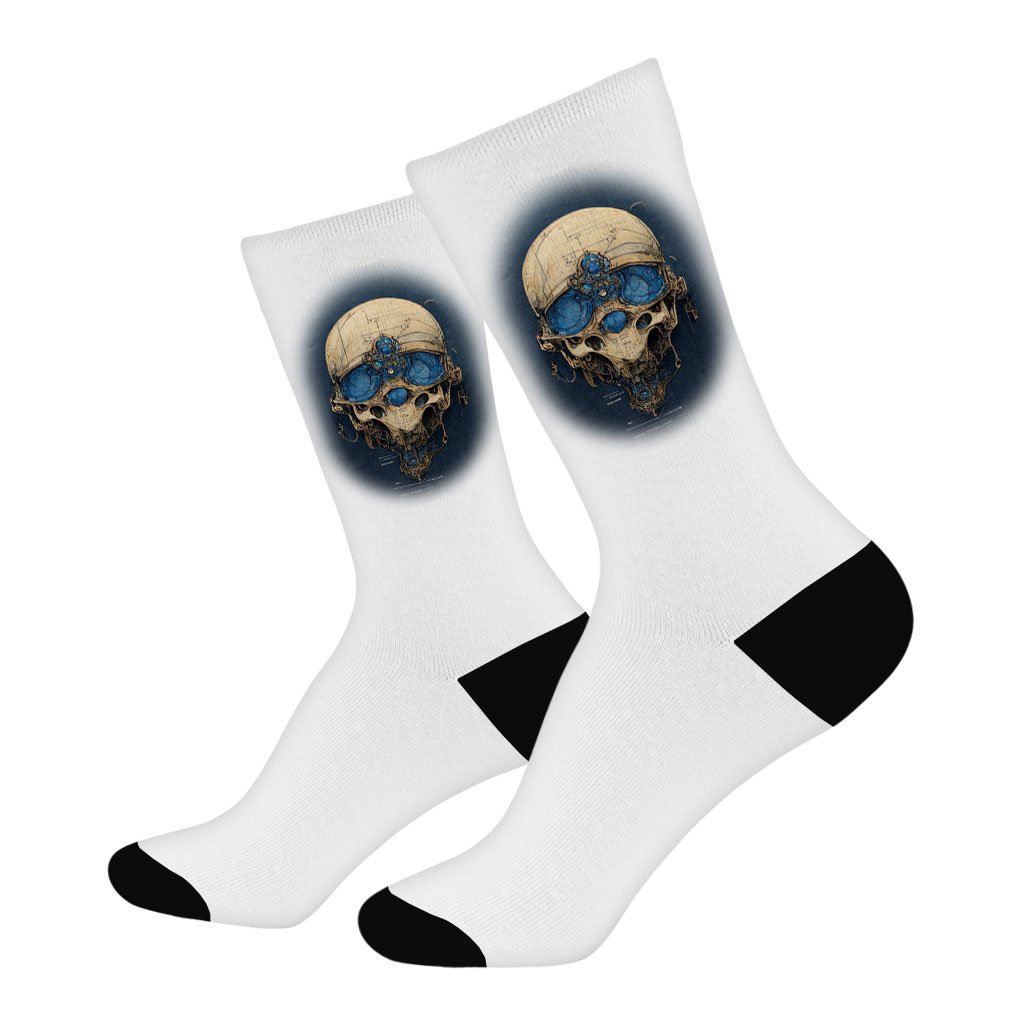 Abstract Skull Art Socks – Skeleton Novelty Socks – Skull Print Crew Socks