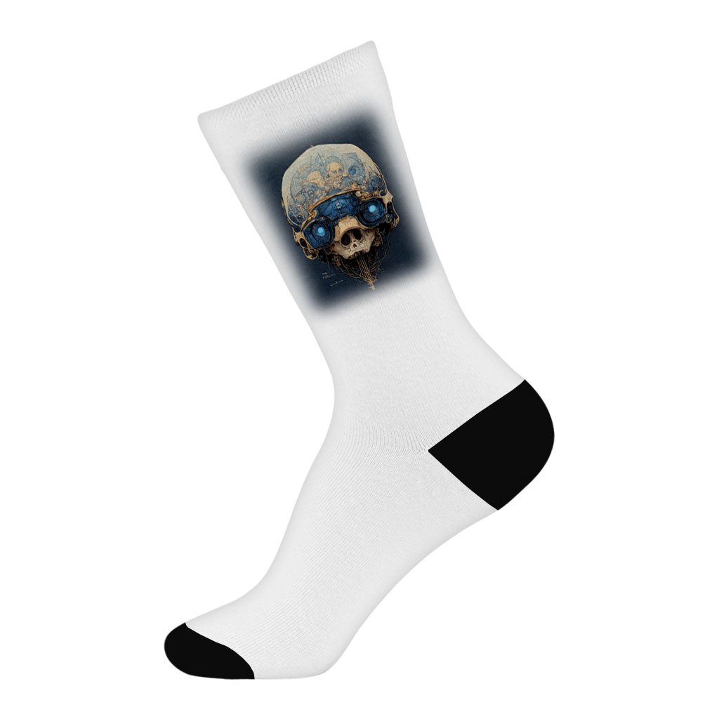 Robot Skull Drawing Socks – Abstract Skull Art Novelty Socks | Shopamericaio