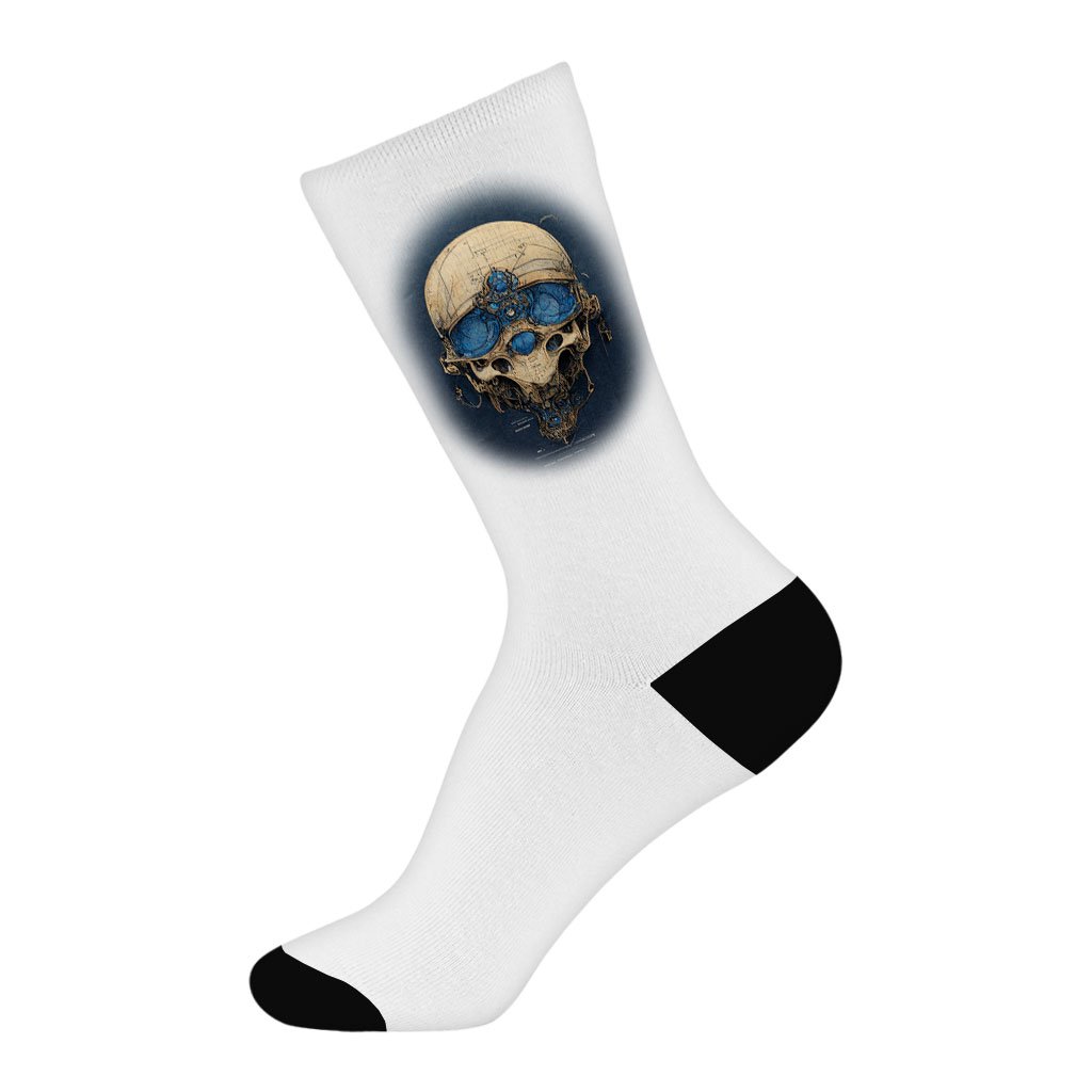 Abstract Skull Art Socks – Skeleton Novelty Socks – Skull Print Crew Socks