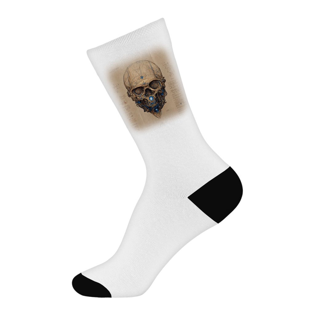 Skull Designer Socks – Art Novelty Socks – Vintage Style Crew Socks