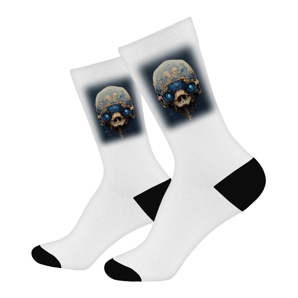 Robot Skull Drawing Socks – Abstract Skull Art Novelty Socks | Shopamericaio