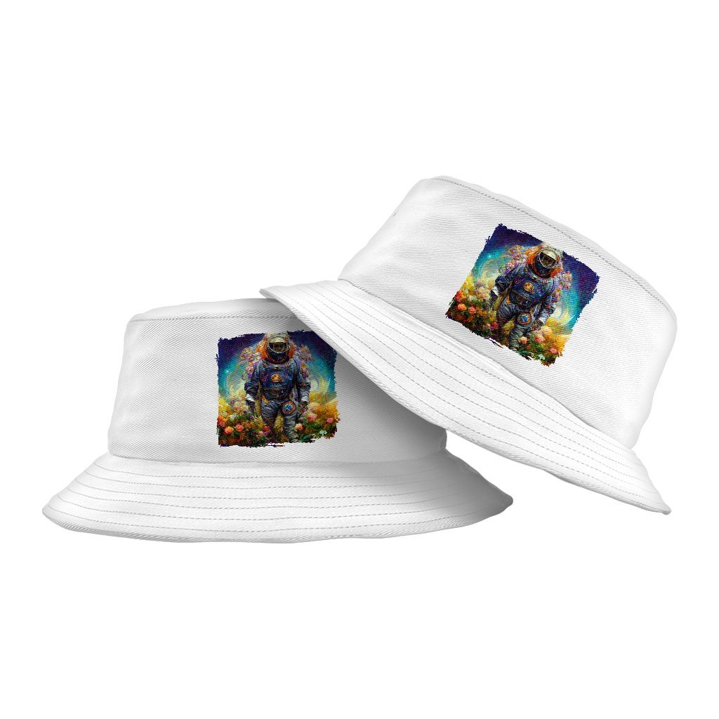 Astronaut Flower Background Bucket Hat – Painting Hat | Shopamericaio