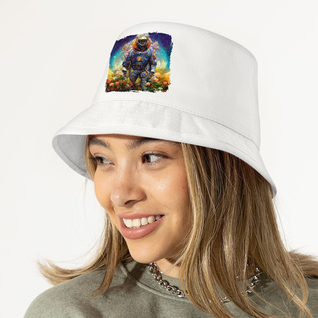 Astronaut Flower Background Bucket Hat – Painting Hat | Shopamericaio