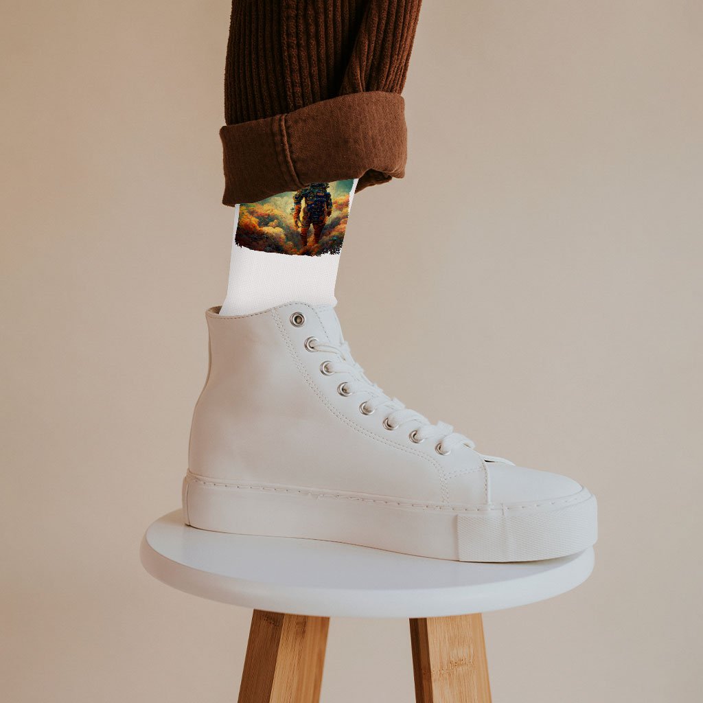 Abstract Astronaut Art Socks – Colorful Novelty Socks – Space Crew Socks