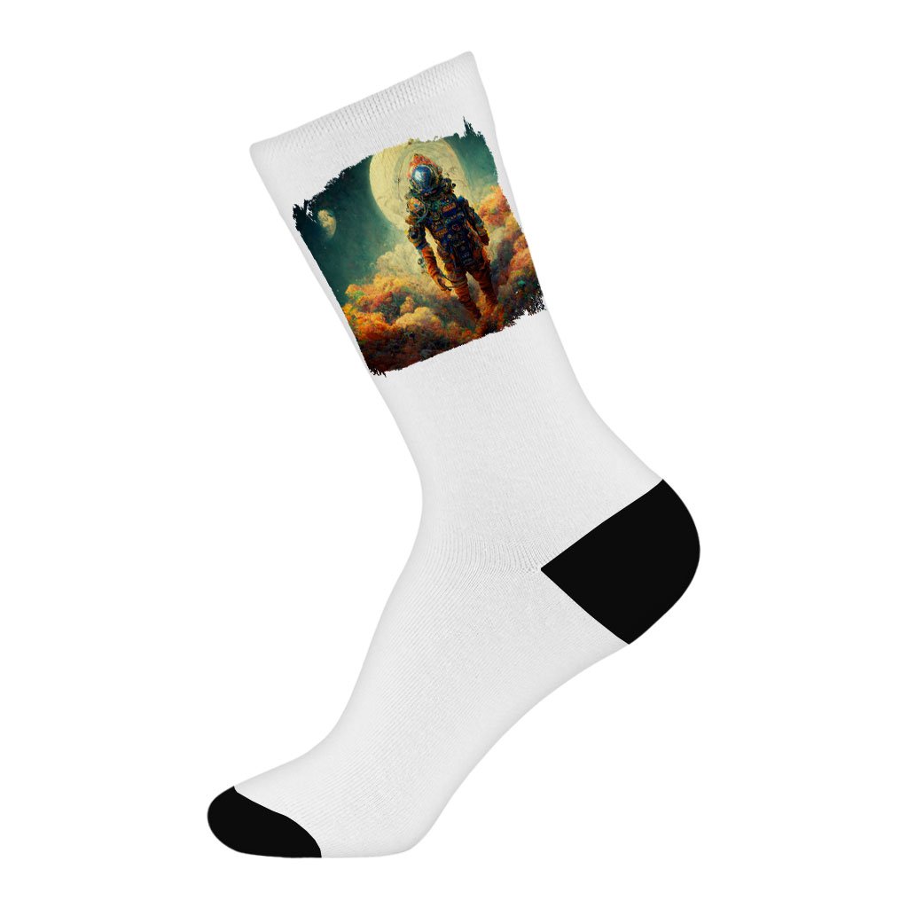 Abstract Astronaut Art Socks – Colorful Novelty Socks – Space Crew Socks