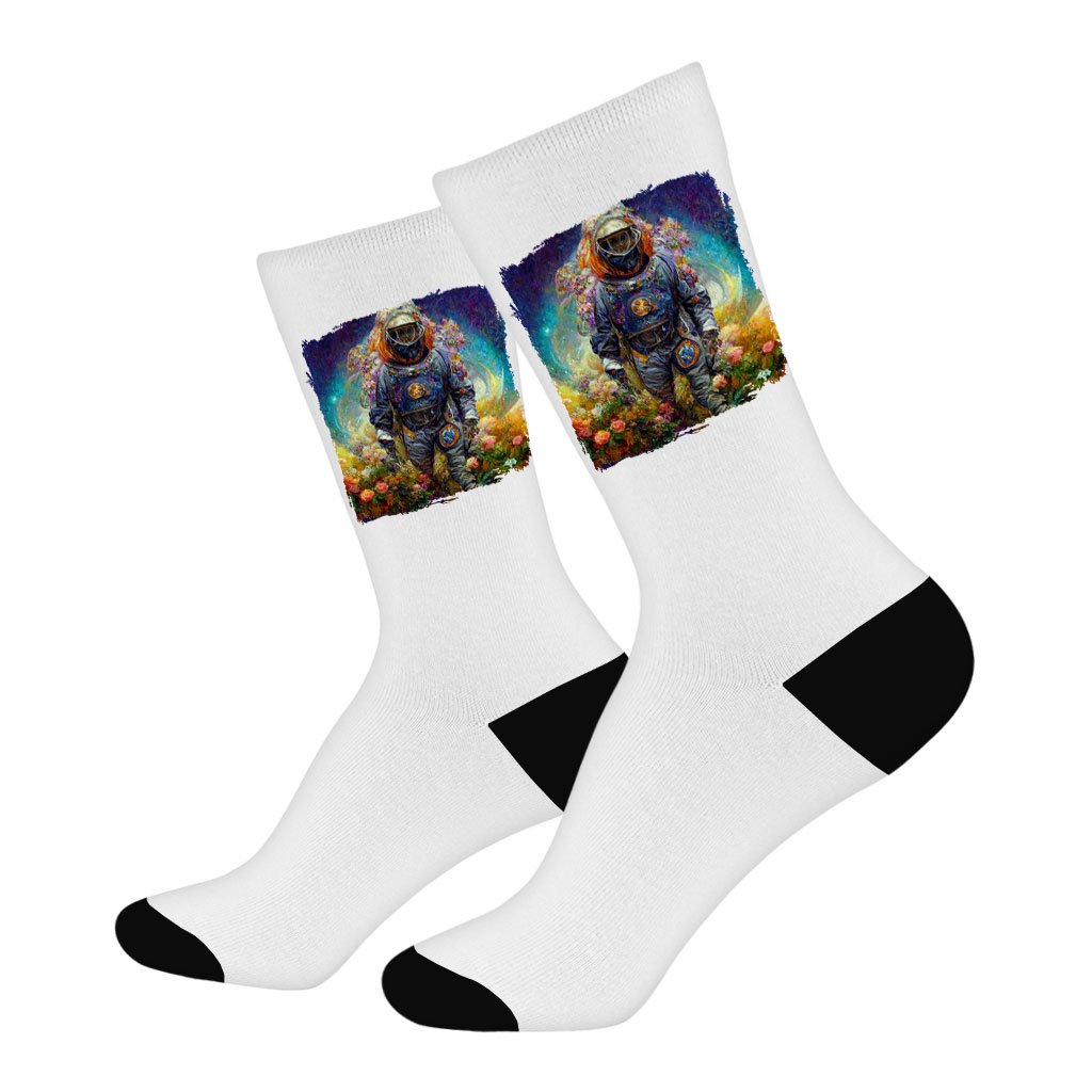 Astronaut Flower Background Socks – Painting Novelty Socks | Shopamericaio