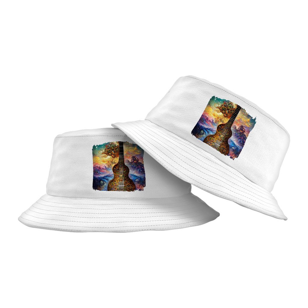 Abstract Guitar Painting Bucket Hat – Graphic Hat – Art Bucket Hat