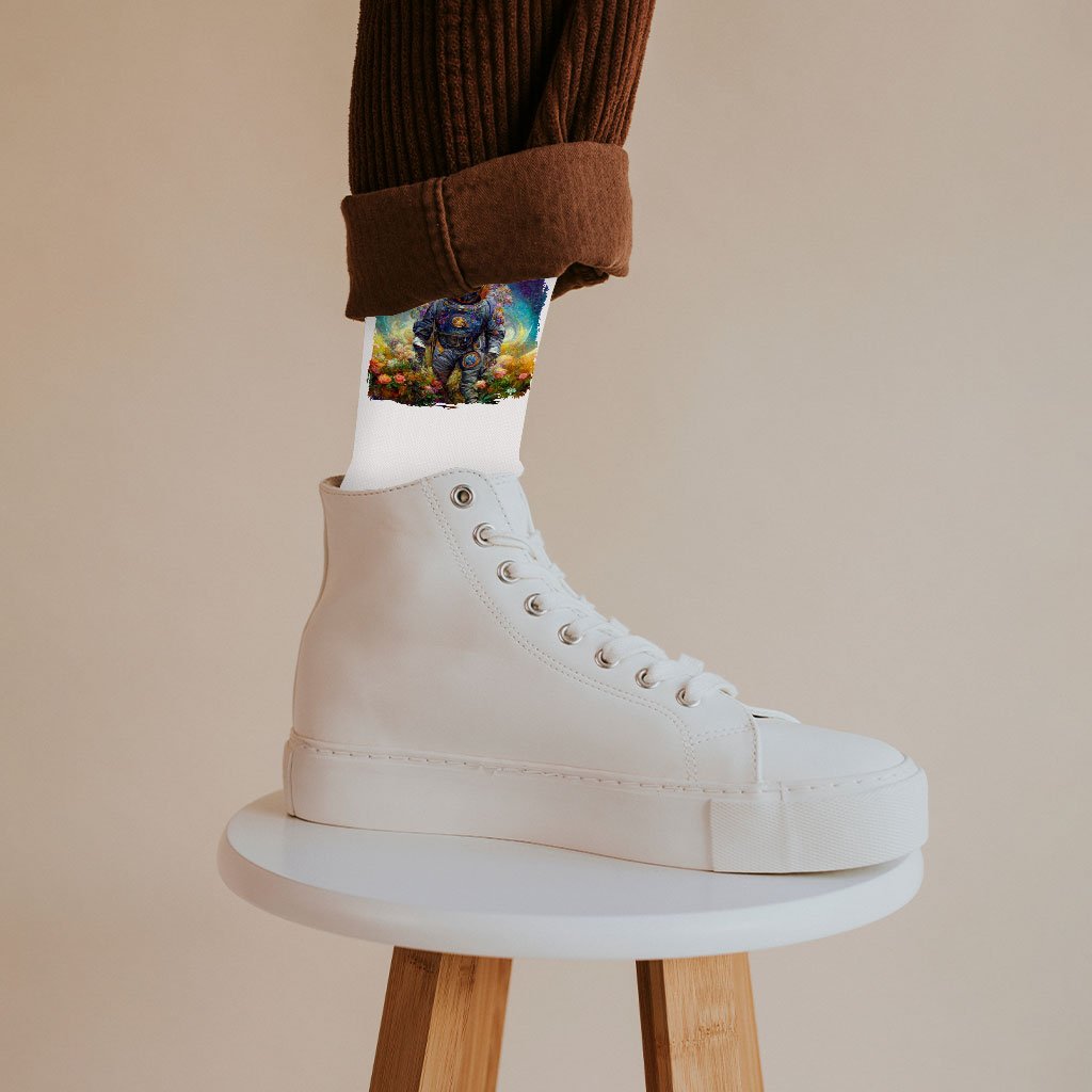 Astronaut Flower Background Socks – Painting Novelty Socks | Shopamericaio