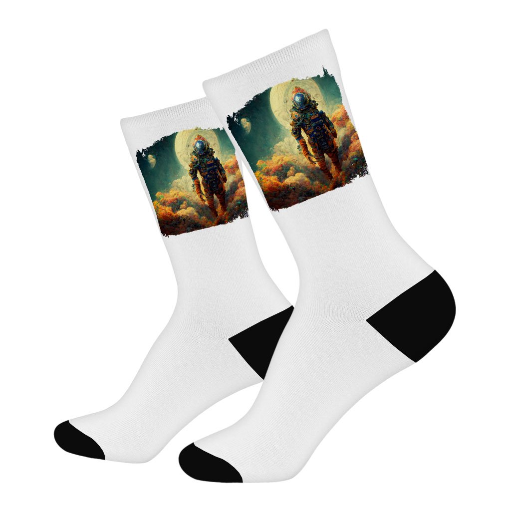 Abstract Astronaut Art Socks – Colorful Novelty Socks – Space Crew Socks