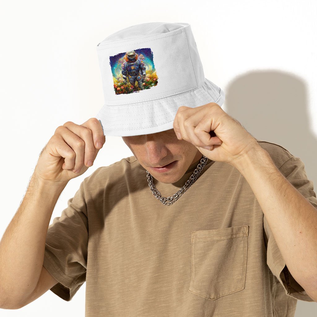 Astronaut Flower Background Bucket Hat – Painting Hat | Shopamericaio