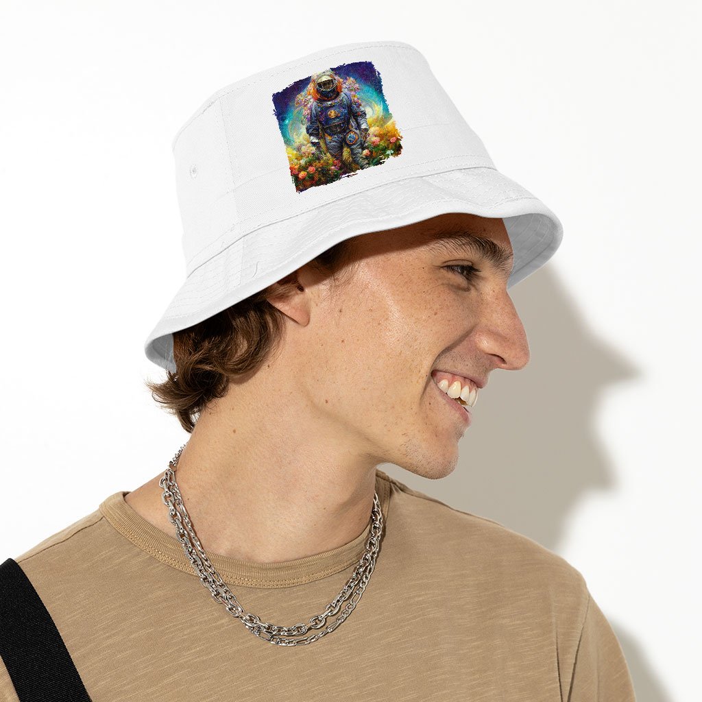 Astronaut Flower Background Bucket Hat – Painting Hat | Shopamericaio