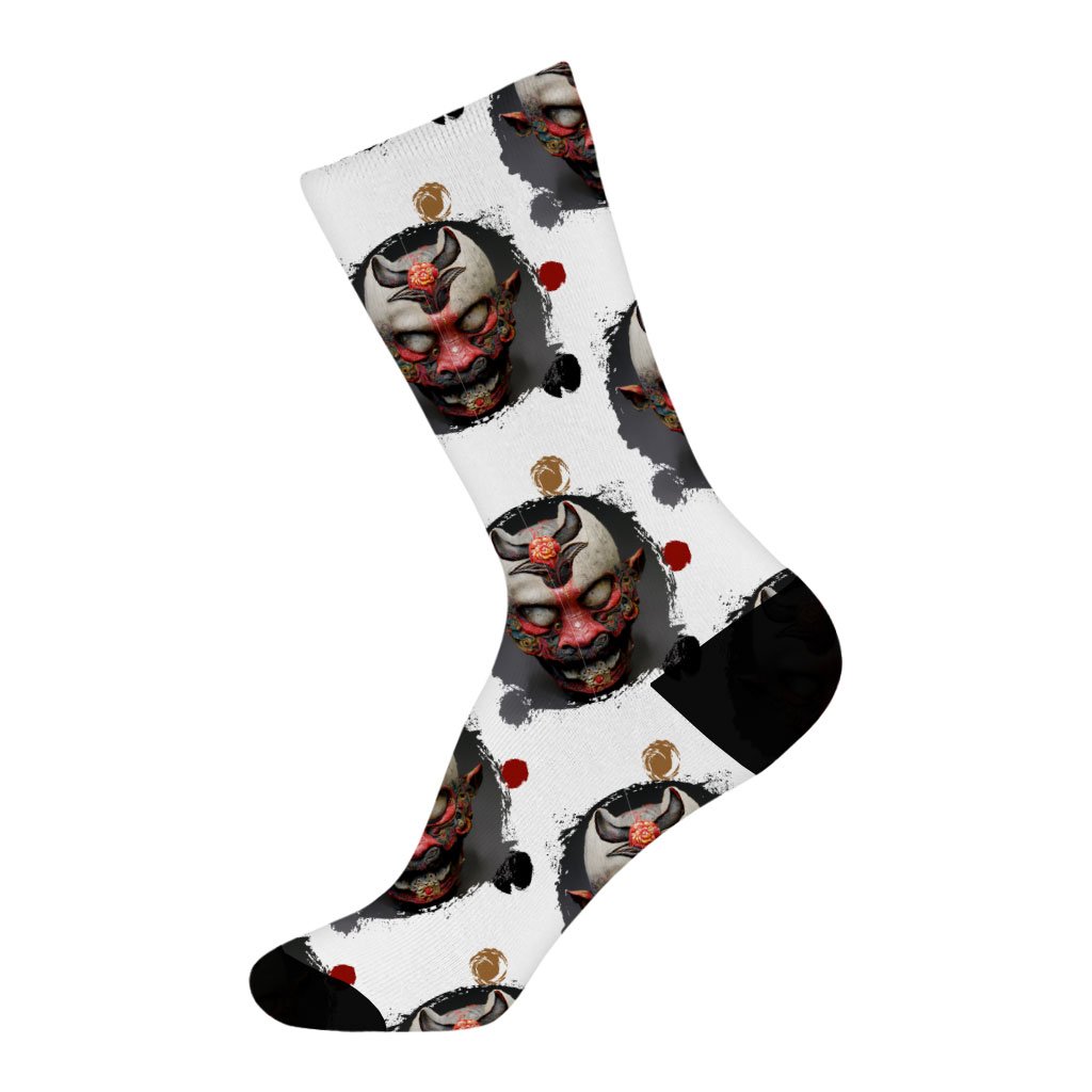 Japanese Graphic Socks – Demon Novelty Socks – Hannya Crew Socks | Shopamericaio